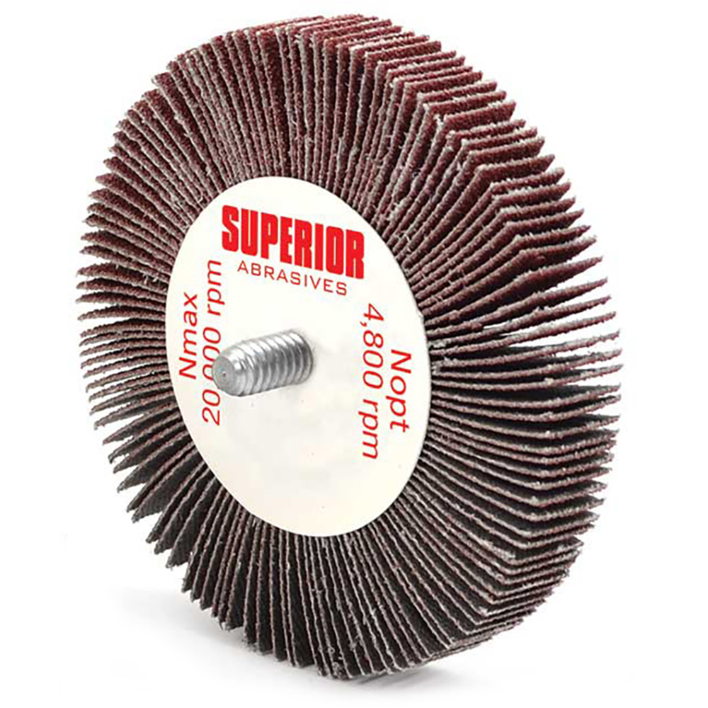 Superior Abrasives Mounted Flap Wheel 3" Dia, 1/2" Face Width, 60
