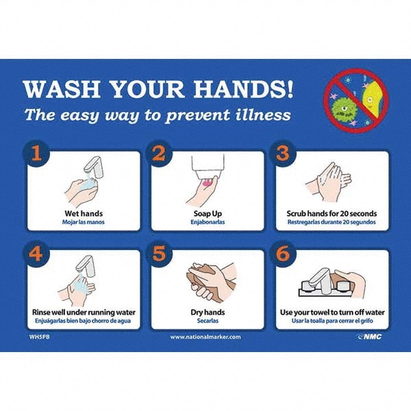 Sign: Rectangle, "WASH YOUR HANDS! The easy way to prevent illness"