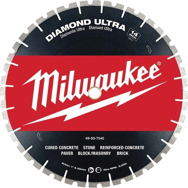 Milwaukee Tool 49-93-7540 Wet & Dry Cut Saw Blade: 14" Dia, 1" Arbor Hole, 14" Kerf Width, 24 Teeth Image