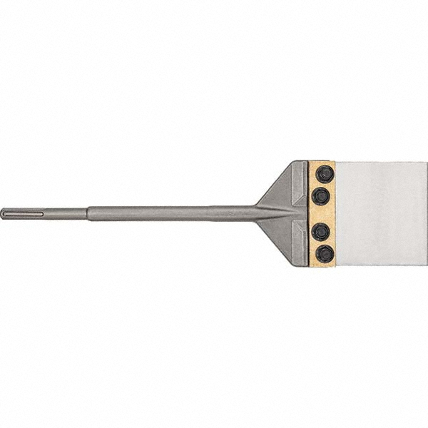 Hammer & Chipper Replacement Chisel: Floor Scraper, 6" Head Width, 25" OAL - Stainless Steel, SDS Max Shank