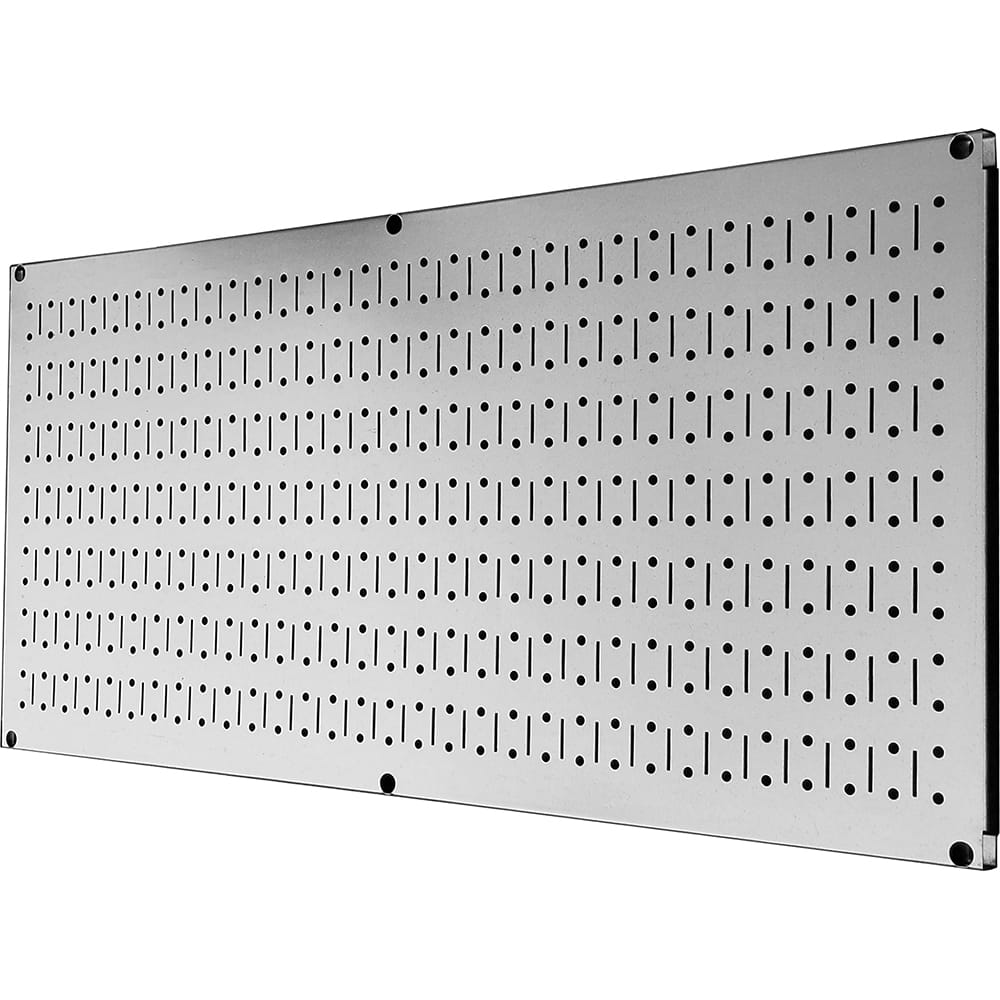 Includes:  (1) 16in Tall x 32in Wide Horizontal Galvanized Metal Pegboard Tool Board Panel  Mounting Hardware and Instructions Included. Mounting hardware consists of (6) #12 Screws & (6) Drywall Anchors  *For mounting into concrete, we would recommend us