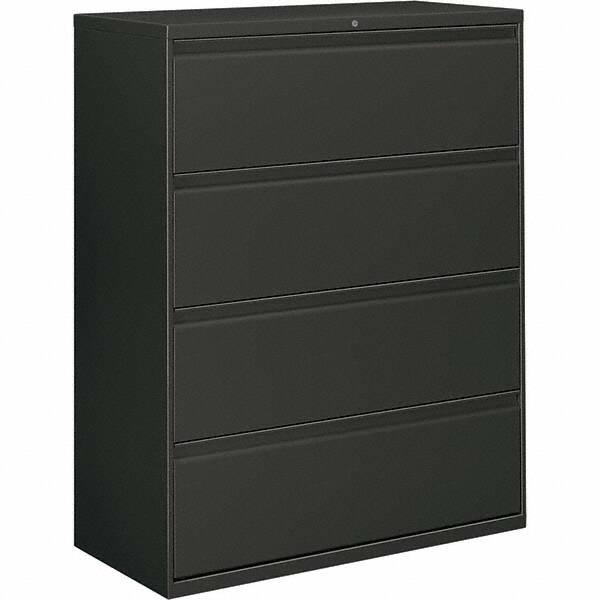 Horizontal File Cabinet: 4 Drawers, Metal, Charcoal