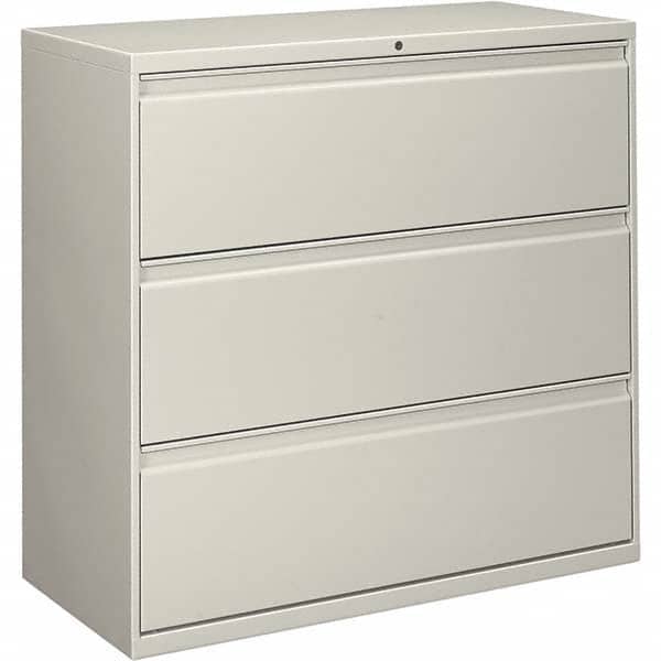 Horizontal File Cabinet: 3 Drawers, Metal, Light Gray