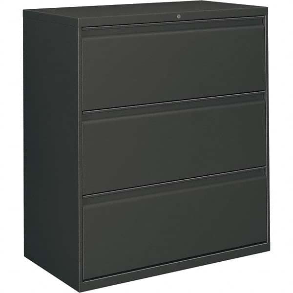 Horizontal File Cabinet: 3 Drawers, Metal, Charcoal