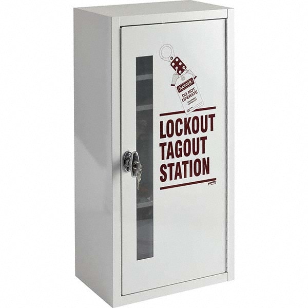 Lockout Device & Tag Station: Empty, 3 Max Locks, Steel Station