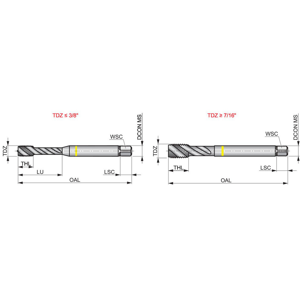 DORMER Spiral Flute Tap 1/428 UNF, 3 Flutes, SemiBottoming, 2B