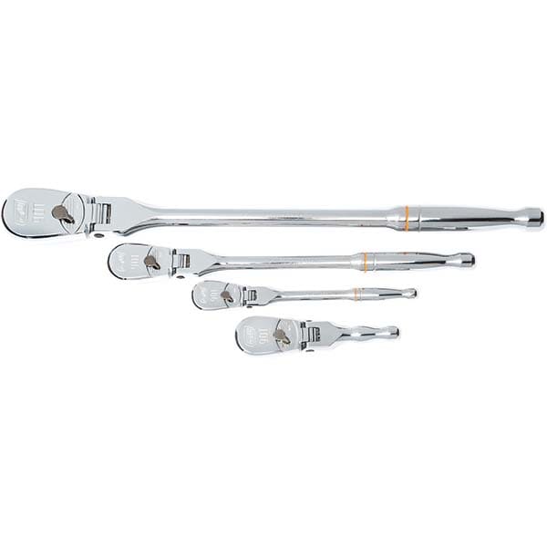 Ratchet Set: 1/2, 1/4 & 3/8" Drive, Pear Head