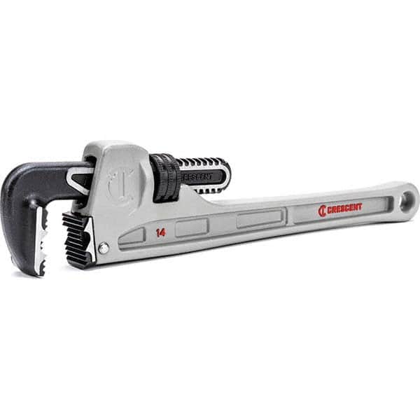 Straight Pipe Wrench: 14" OAL, Aluminum