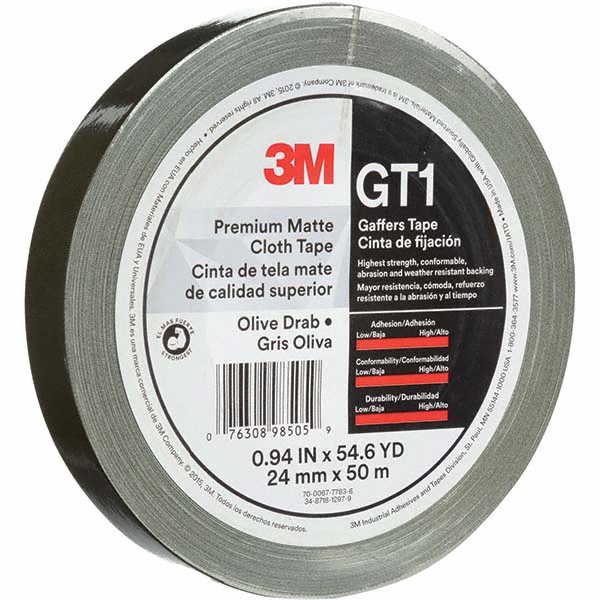 3M 50m x 24mm x 11 mil Olive Green Cotton Cloth Gaffers Tape 16991333 MSC Industrial Supply