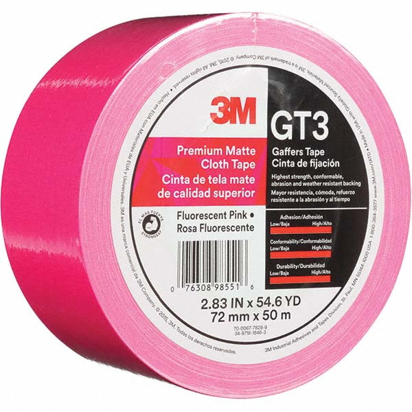 3M Gaffers Tape 72 mm Wide, 50 m Long, Fluorescent Pink MSC