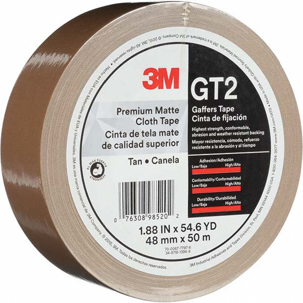 3M 50m x 48mm x 11 mil Tan Cotton Cloth Gaffers Tape 16991770 MSC