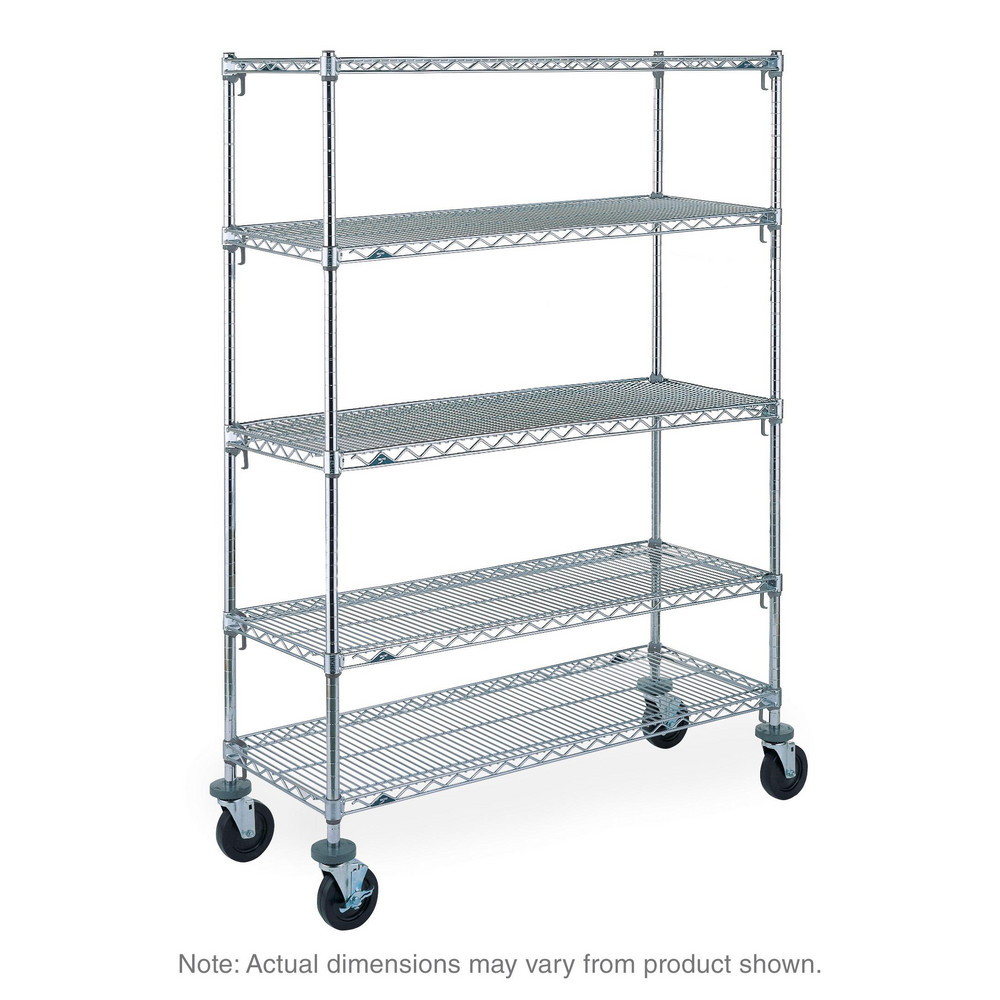 Mobile Unit Wire Shelving: 5 Shelves - 48" Wide, 18" Deep, 67-7/8" High