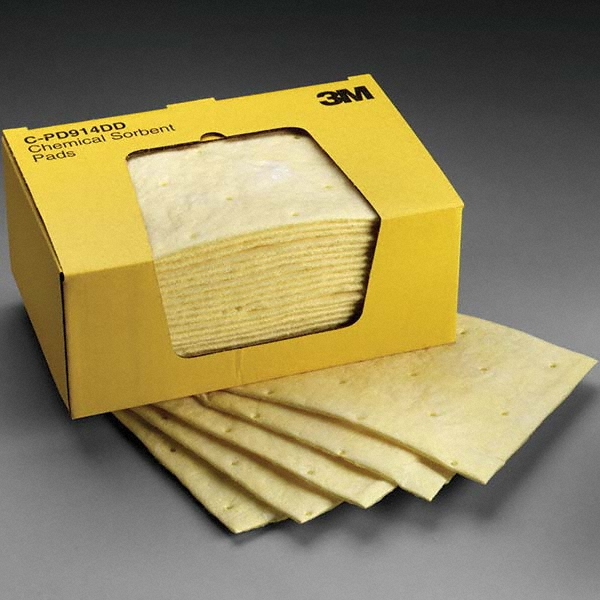 Sorbent Pad: For Chemical, 9.25" Wide, 23.5 gal, Yellow - Polyester & Polypropylene, 0.6100" Thick