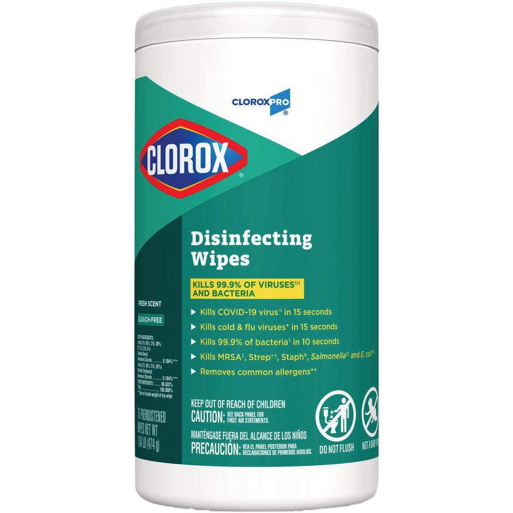 Clorox Disinfecting Wipes 1Ply 7 x 8 Fresh Scent White  75 SheetsCanister  Part CLO15949EA