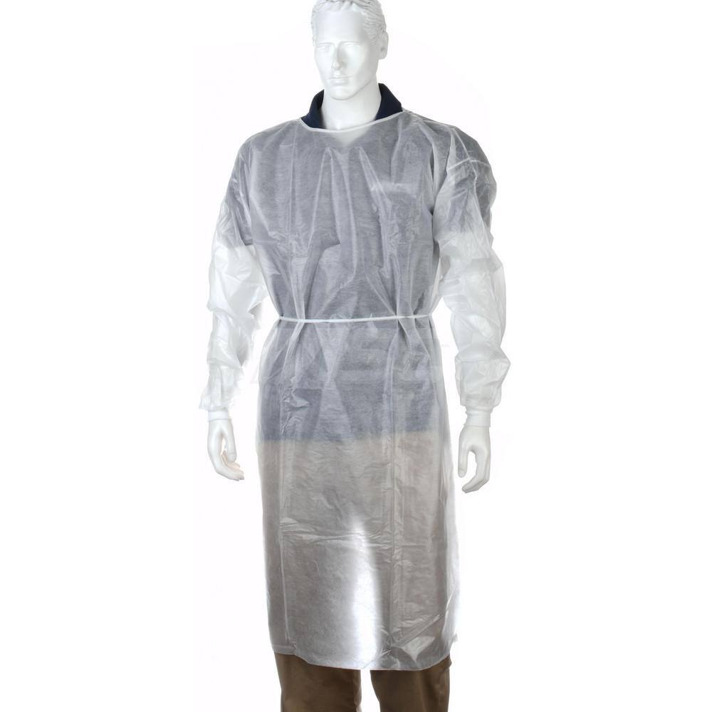 Disposable & Chemical-Resistant Apron: Size Universal, 120" Length, White