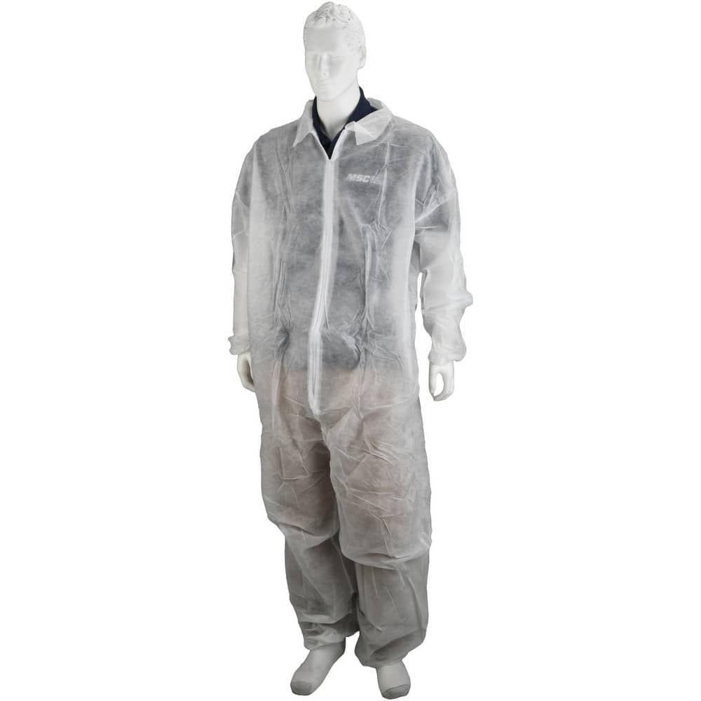 Disposable Coveralls: Size 4X-Large, PP, Fly Front Closure
