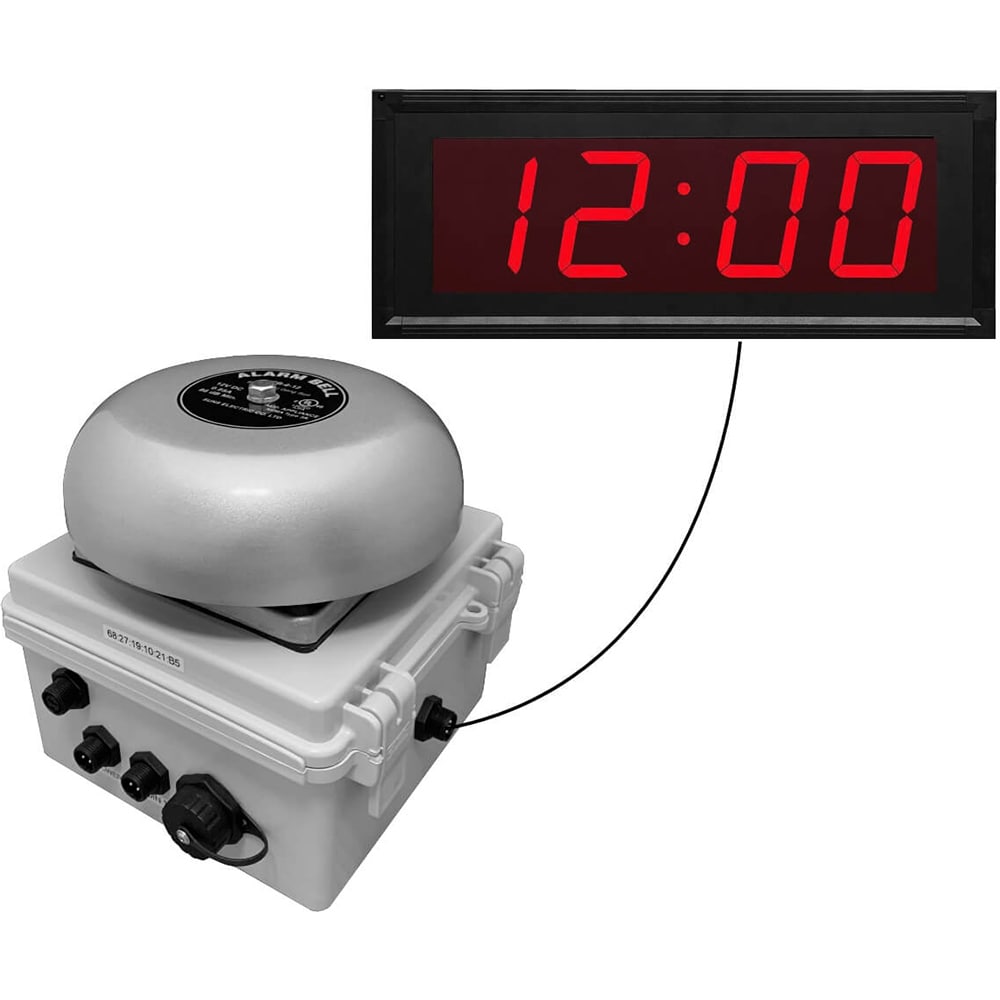 Bells, Horns & Sirens; Type: IP Bell Clock ; Explosion Proof: No ; Weatherproof: Yes ; Vibrating: Yes ; Color: Gray ; Voltage: 12V ac