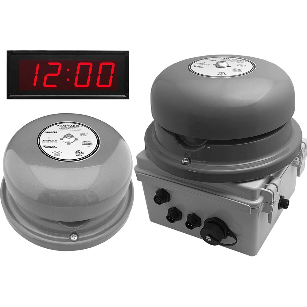 Bells, Horns & Sirens; Type: IP Bell Clock ; Explosion Proof: No ; Weatherproof: Yes ; Vibrating: Yes ; Color: Gray ; Voltage: 24V ac