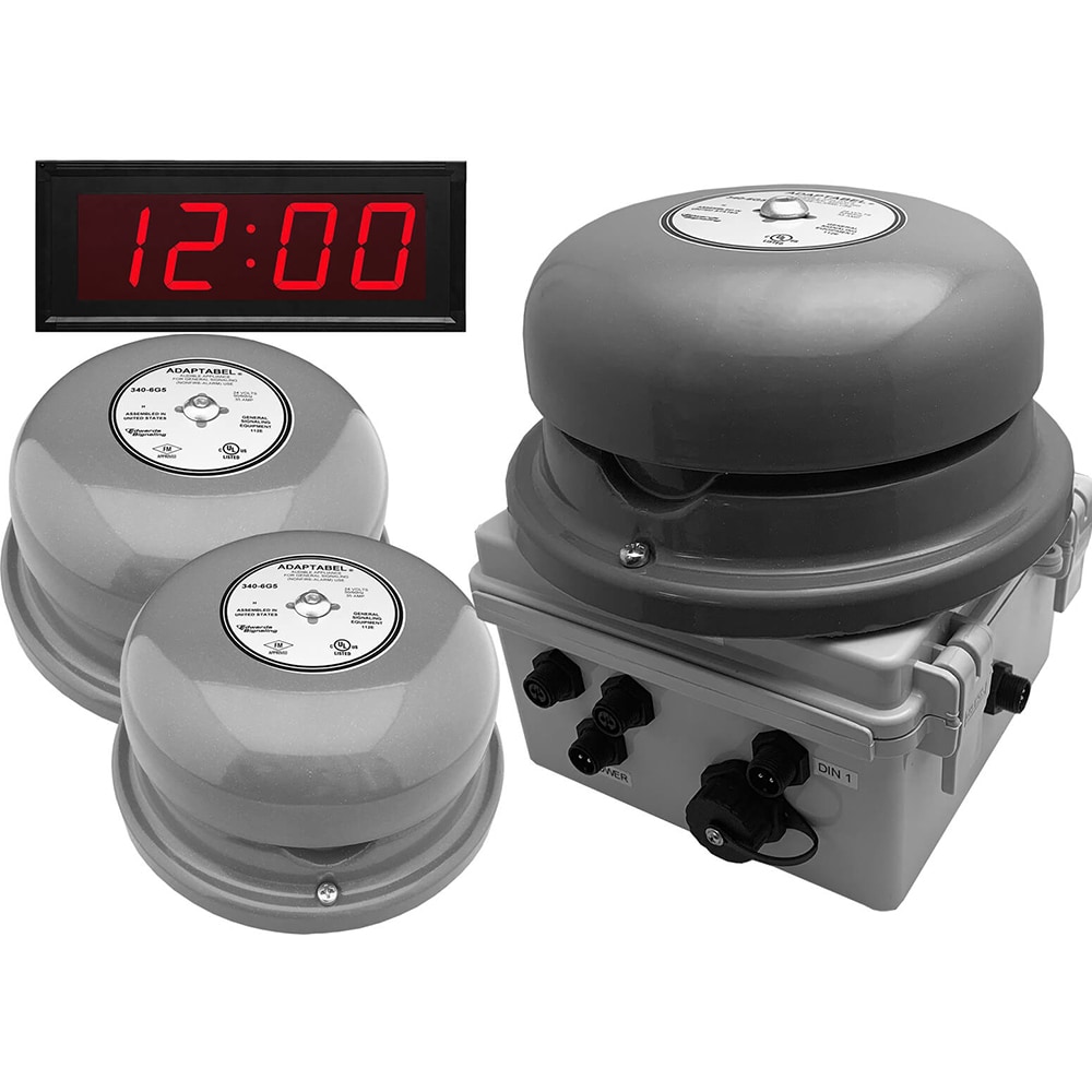 Bells, Horns & Sirens; Type: IP Bell Clock ; Explosion Proof: No ; Weatherproof: Yes ; Vibrating: Yes ; Color: Gray ; Voltage: 24V ac