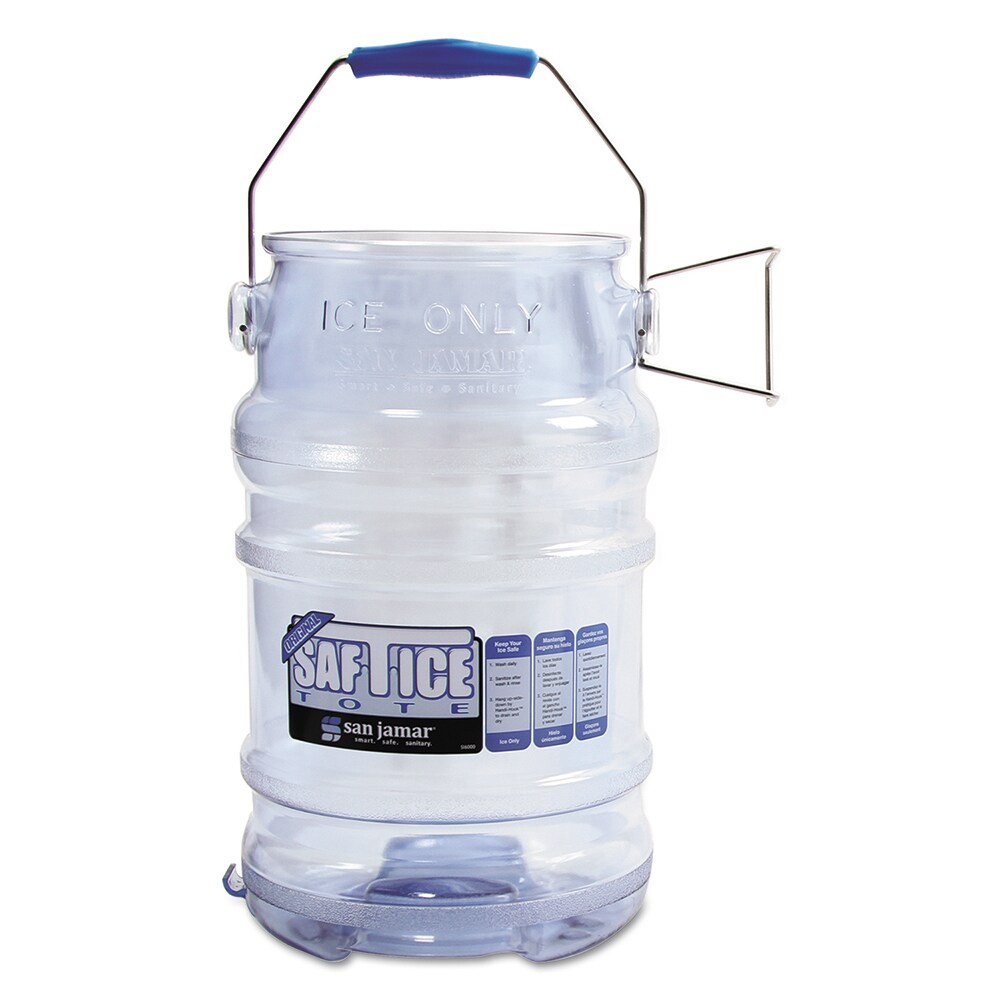 Portable Coolers; Portable Cooler Type: Ice Bucket Tote ; Body Color: Transparent Blue ; Material: Plastic ; Depth (Inch): 13 ; Width/Diameter (Inch): 8-7/8 ; Special Item Information: Tri-Grip Design Reduces Back Injuries