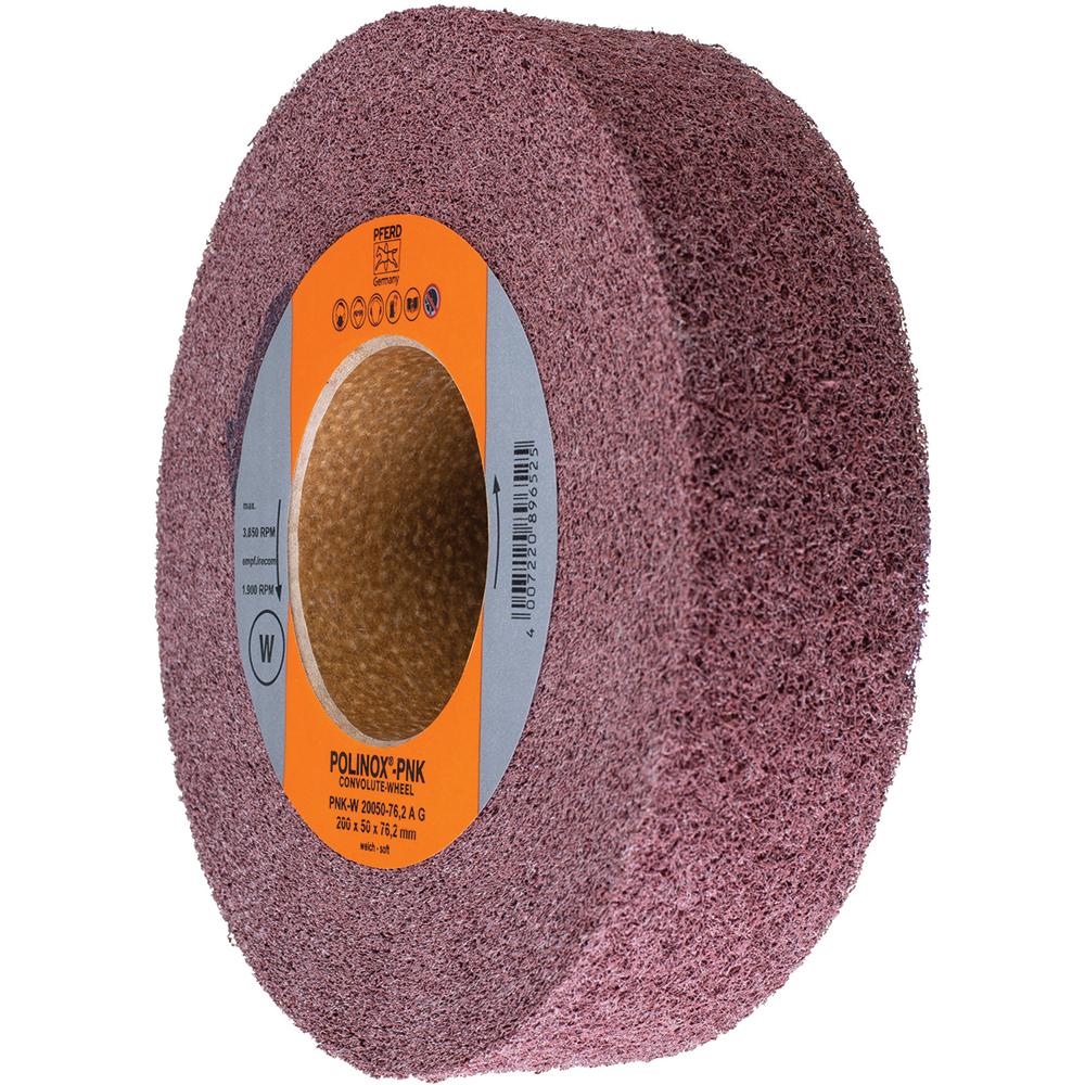 PFERD Deburring Wheel 8" Dia, 2" Face Width, 3" Hole, Aluminum Oxide