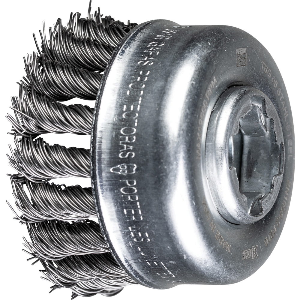 PFERD Cup Brush 23/4" Dia, 0.0200" Wire Dia, Steel, Cable Twist