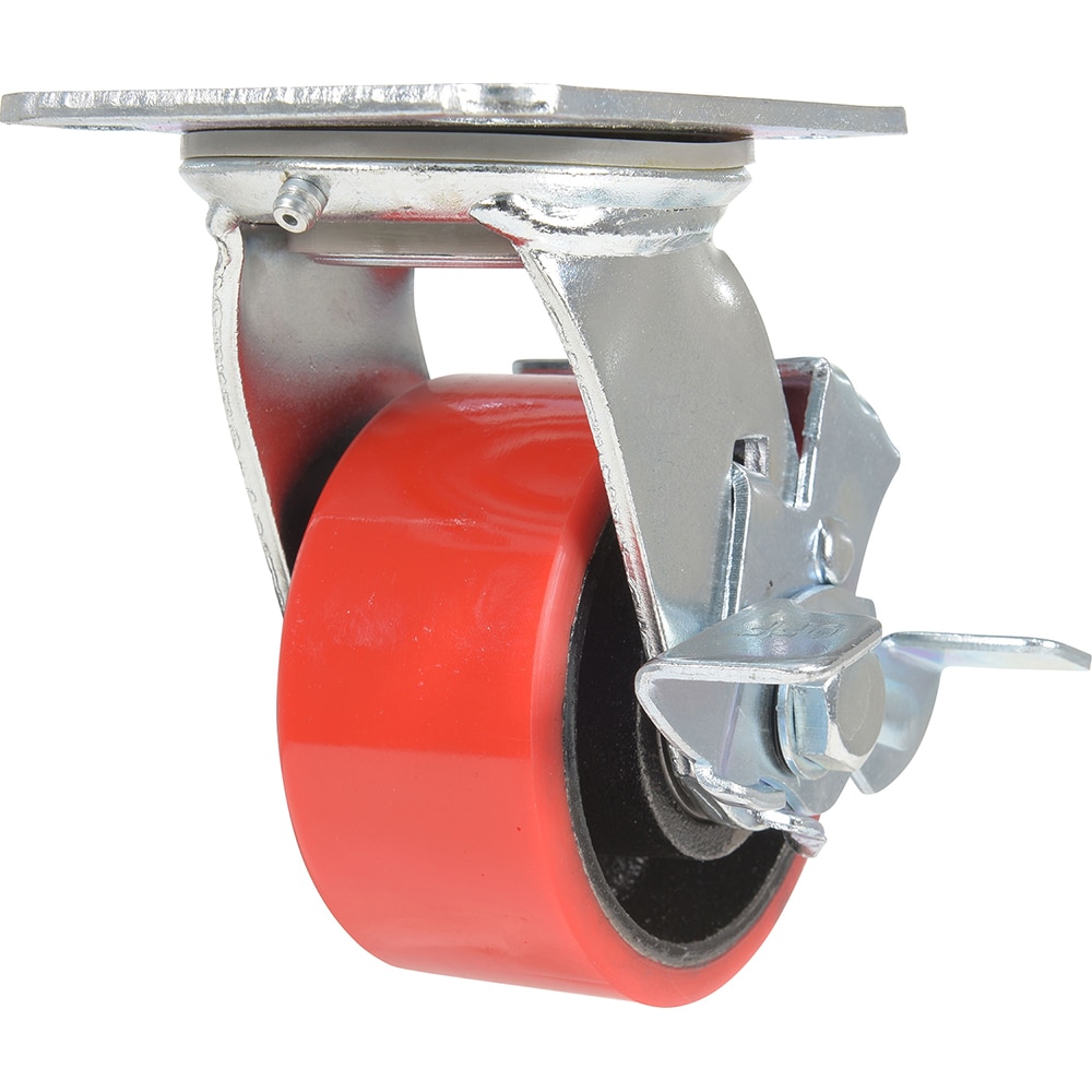 CST-VE-4X2PU-SW Standard Casters; Mount: With Holes; Bearing Type: Ball; Wheel Diameter (Inch): 4; Wheel Width (Inch): 2; Load Capacity (Lb. - 3 Decimals): 792.000; Wheel Material: Polyurethane; Wheel Color: Red; Overall Height (Inch): 5-1/2 Image