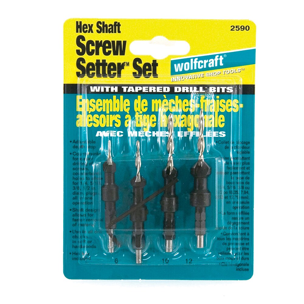 Countersink Set: 4 Pc, 0.3125 to 0.5" Head Dia, 3 Flute, 45 ° Included Angle
