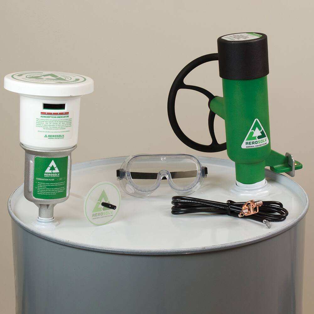 Drum & Tank Accessories; Type: Aerosol Recycling Set ; For Use With: 55 Gallon Drum W/ 2"; 3/4" Bung Hole ; Height (Inch): 9 ; Overall Length (Inch): 18 ; Width (Inch): 18 ; For Use With: 55 Gallon Drum W/ 2"; 3/4" Bung Hole