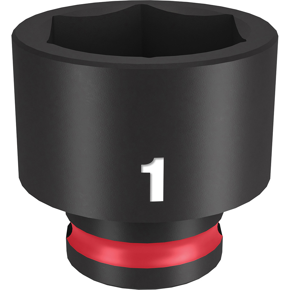 Impact Socket: 3/8" Drive, 1" Socket, Hex Drive - 6 Point, Black Phosphate