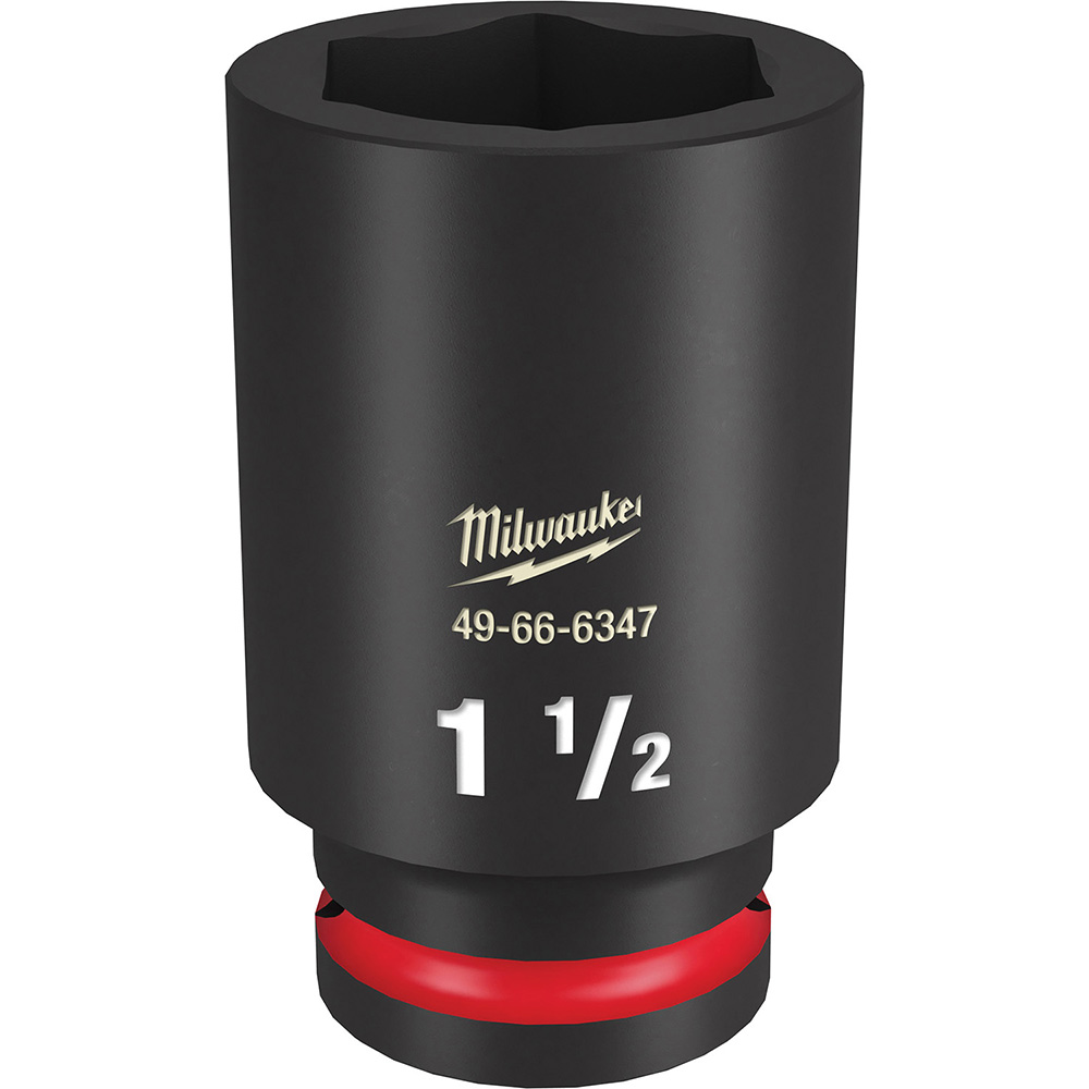 Impact Socket: 3/4" Drive, 1-1/2" Socket, Hex Drive - 6 Point, Black Phosphate