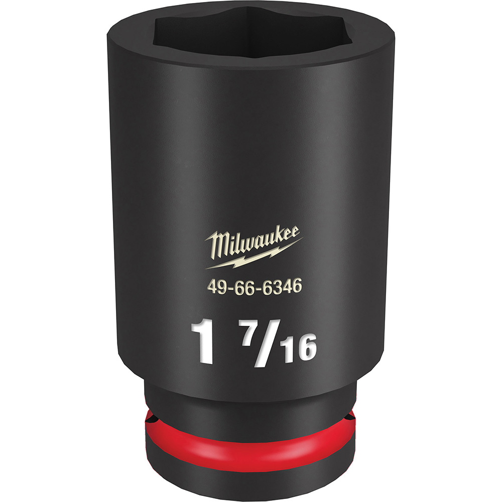 Impact Socket: 3/4" Drive, 1-7/16" Socket, Hex Drive - 6 Point, Black Phosphate