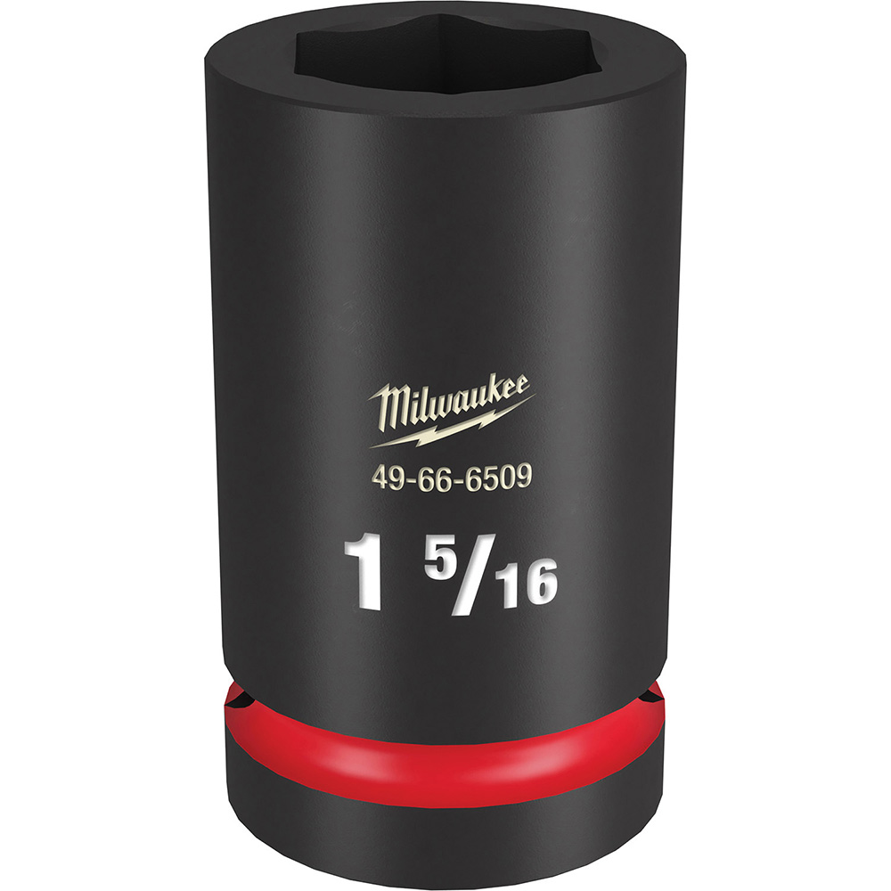Impact Socket: 1" Drive, 1-5/16" Socket, Hex Drive - 6 Point, Black Phosphate