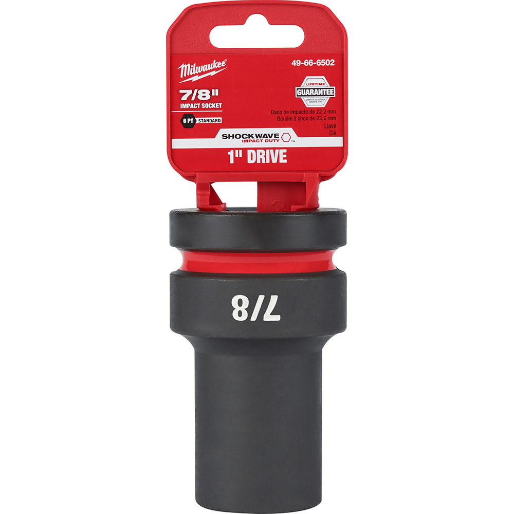 Impact Socket: 1" Drive, 7/8" Socket, Hex Drive - 6 Point, Black Phosphate