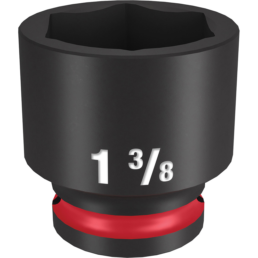 Impact Socket: 1/2" Drive, 1-3/8" Socket, Hex Drive - 6 Point, Black Phosphate