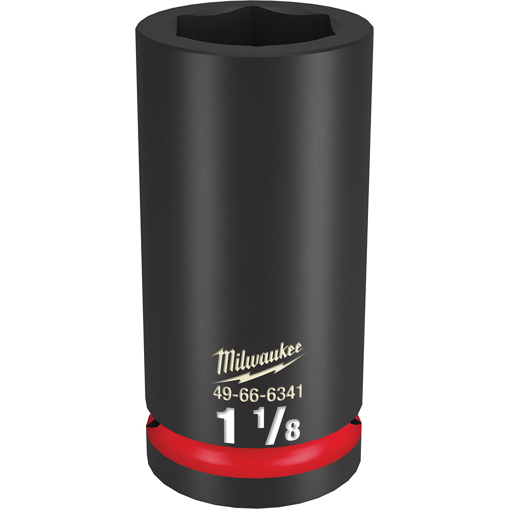 Impact Socket: 3/4" Drive, 1-1/8" Socket, Hex Drive - 6 Point, Black Phosphate