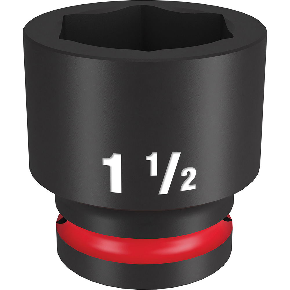 Impact Socket: 3/4" Drive, 1-1/2" Socket, Hex Drive - 6 Point, Black Phosphate