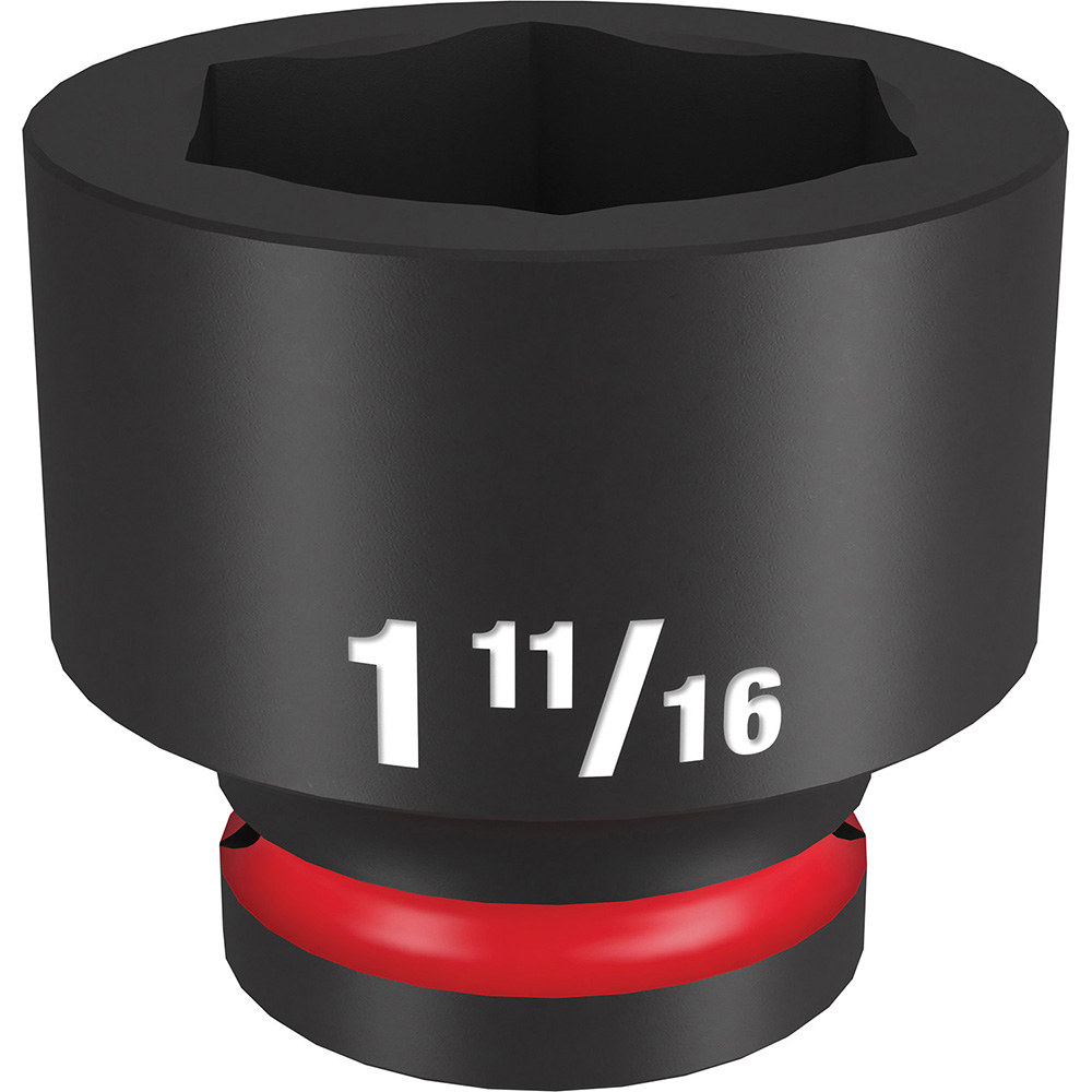 Impact Socket: 3/4" Drive, 1-11/16" Socket, Hex Drive - 6 Point, Black Phosphate