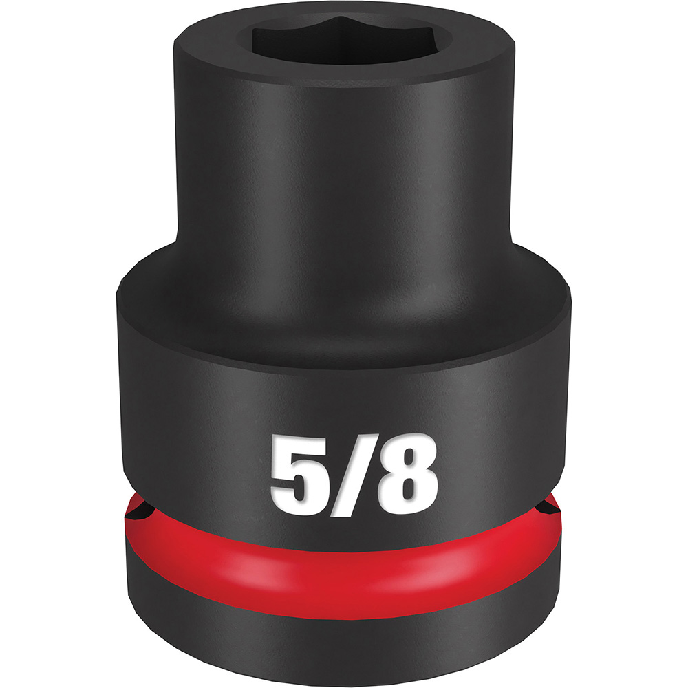 Impact Socket: 3/4" Drive, 5/8" Socket, Hex Drive - 6 Point, Black Phosphate