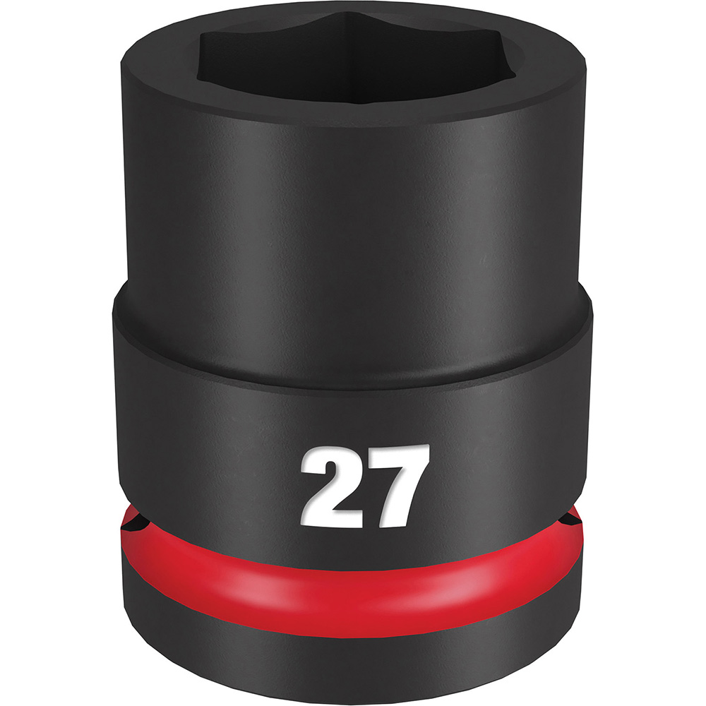 Impact Socket: 3/4" Drive, 27 mm Socket, Hex Drive - 6 Point, Black Phosphate