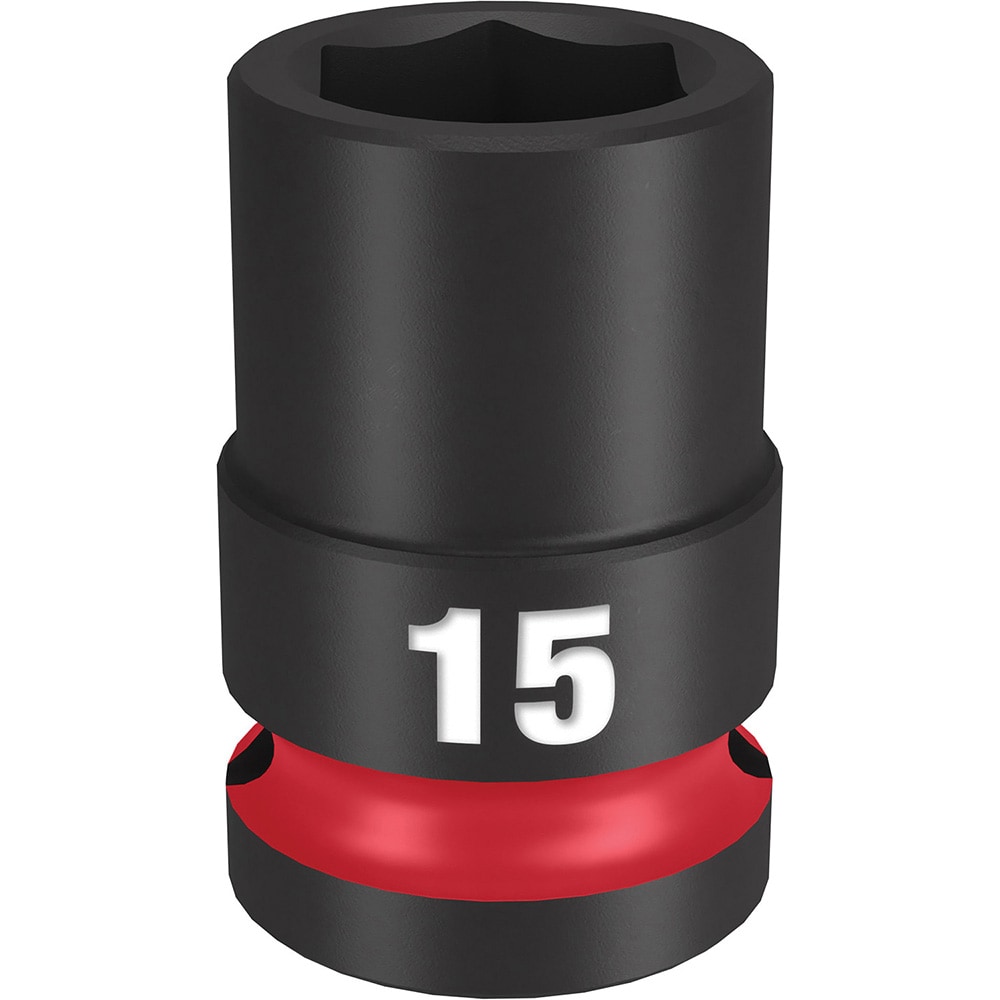 Impact Socket: 1/2" Drive, 15mm Socket, Hex Drive