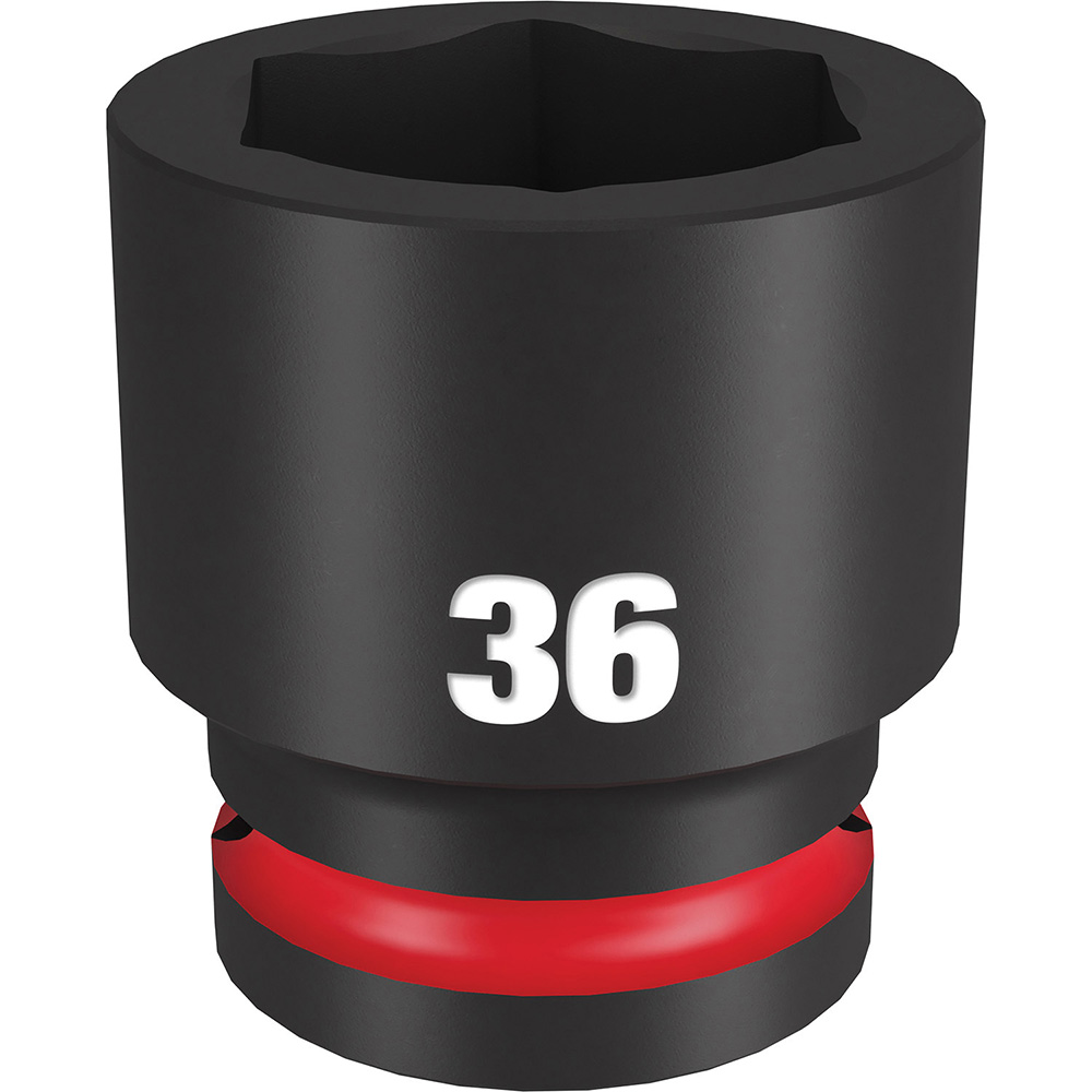 Impact Socket: 3/4" Drive, 36 mm Socket, Hex Drive - 6 Point, Black Phosphate