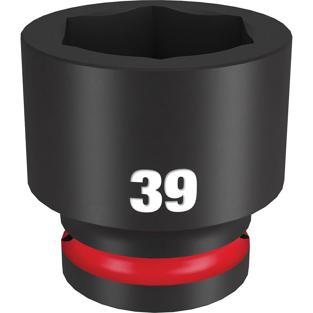 Impact Socket: 3/4" Drive, 39 mm Socket, Hex Drive - 6 Point, Black Phosphate