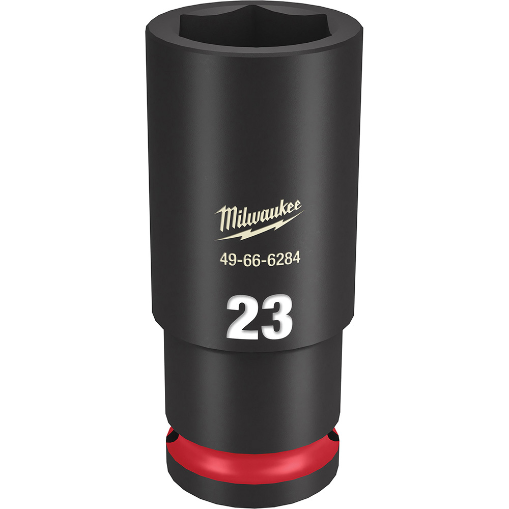 Impact Socket: 1/2" Drive, 23 mm Socket, Hex Drive - 6 Point, Black Phosphate