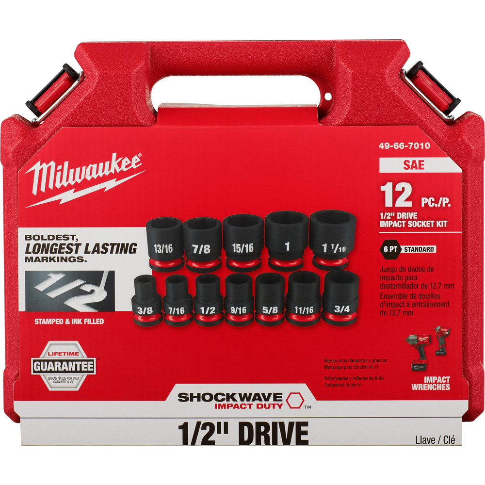 Milwaukee Tool Socket Set 12 Pc, 3/8 to 11/16" Socket MSC