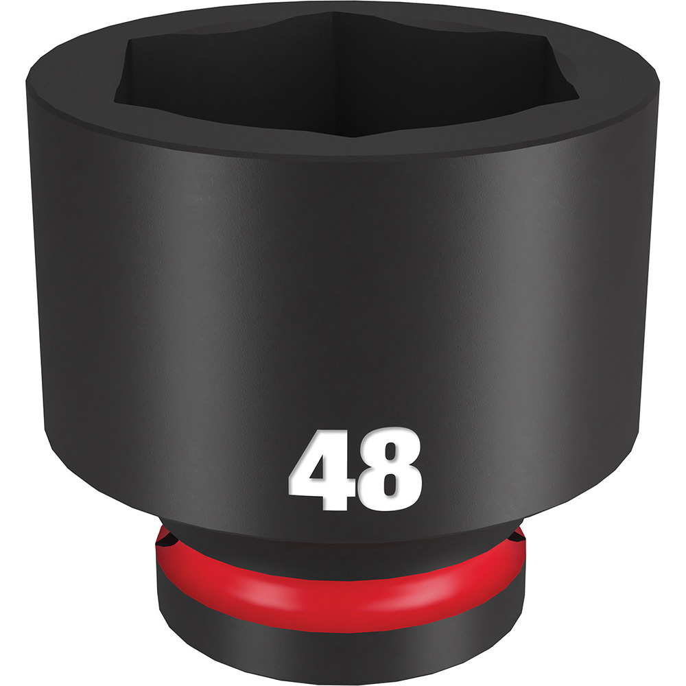 Impact Socket: 3/4" Drive, 48 mm Socket, Hex Drive - 6 Point, Black Phosphate