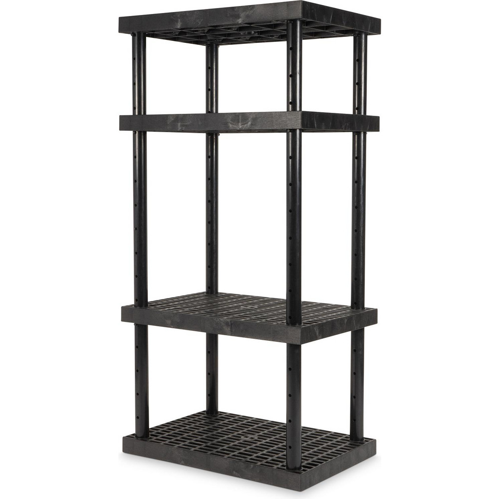 SPC Industrial Plastic Shelving; 24X36X72" 1000LB BLK DURASHELF 4 ADJ GRID TOP MSC