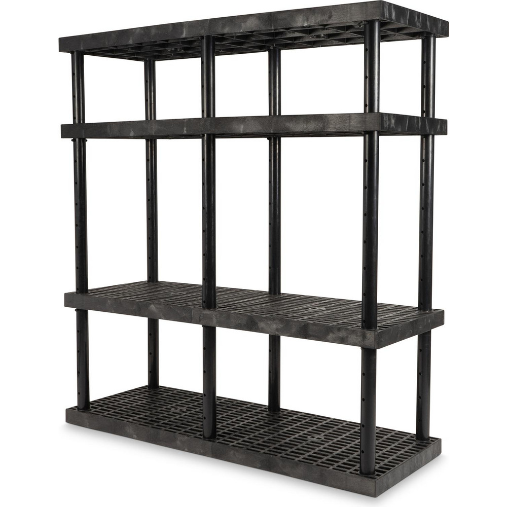 SPC Industrial Plastic Shelving; 24X66X72" 1850LB BLK DURASHELF 4 ADJ