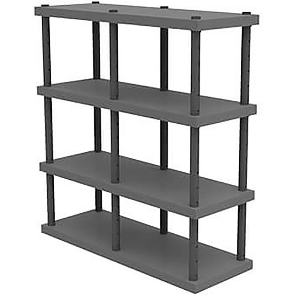 SPC Industrial Plastic Shelving; 24X66X72" 2420LB BLK DURASHELF 4 ADJ SOLID TOP MSC Direct