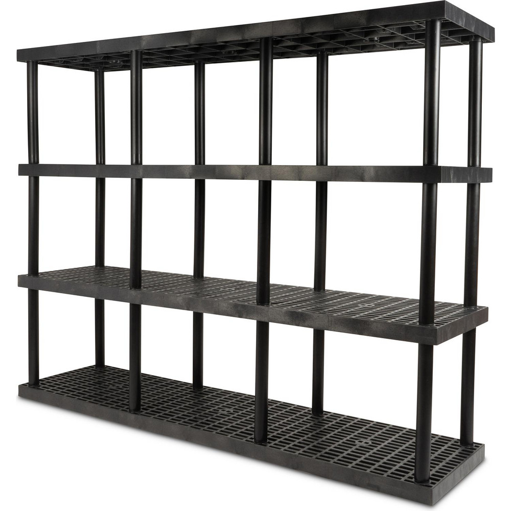 SPC Industrial Plastic Shelving; 24X75X96" 2700LB BLK DURASHELF FIXED